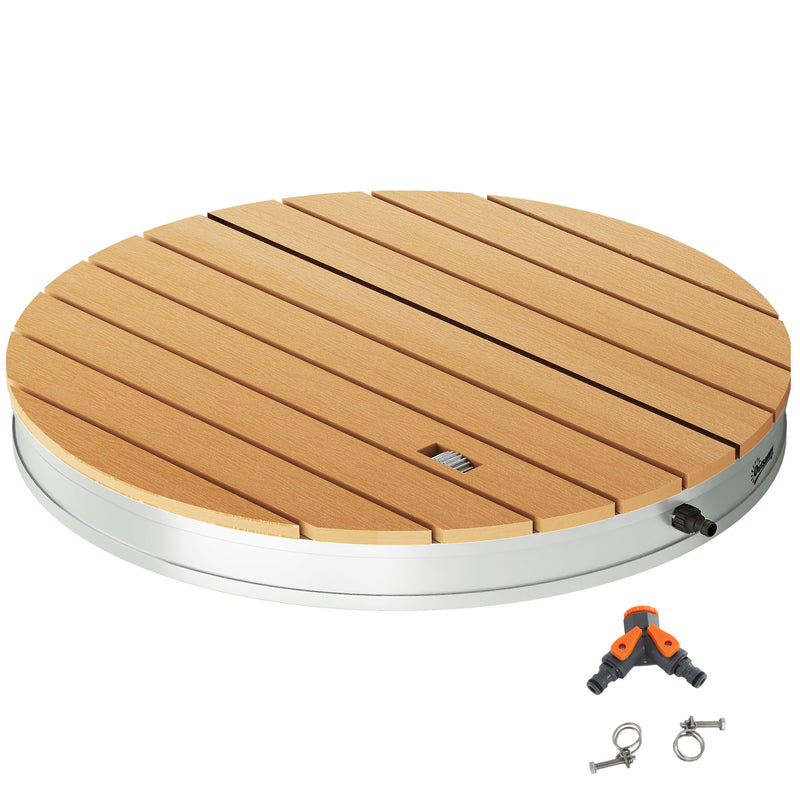 Doccia da Giardino Portatile Ø70,5x7,5 cm Getti d'Acqua Regolabili fino a 4 m in Polistirene Effetto Legno  