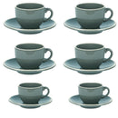 Set 6 Tazzine da Caffè con Piattino 8x5xh6,5 cm in Gres Porcellanato Otello Blu crema