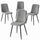Set 4 Sedie Piedi Neri e Seduta Ergonomica con Rivestimento in Velluto Grigio Chiaro