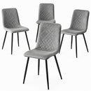 Set 4 Sedie Piedi Neri e Seduta Ergonomica con Rivestimento in Velluto Grigio Chiaro     