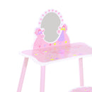 Specchiera Giocattolo per Bambini con Sgabello in Legno Rosa