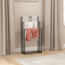 Portasciugamani da Terra a 3 Bracci Autoportante 45x21.5x85 cm in Acciaio Nero      