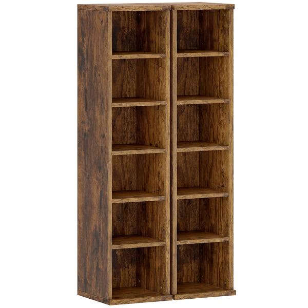 sconto Set 2 Librerie 21x22,5x88,5 cm Mobili Porta CD con Ripiani Regolabili per 204 CD in Legno Marrone Rustico