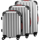 Set 3 Valigie Trolley Rigide da Viaggio Easy Roll Angoli Rinfornzati in ABS Argento  