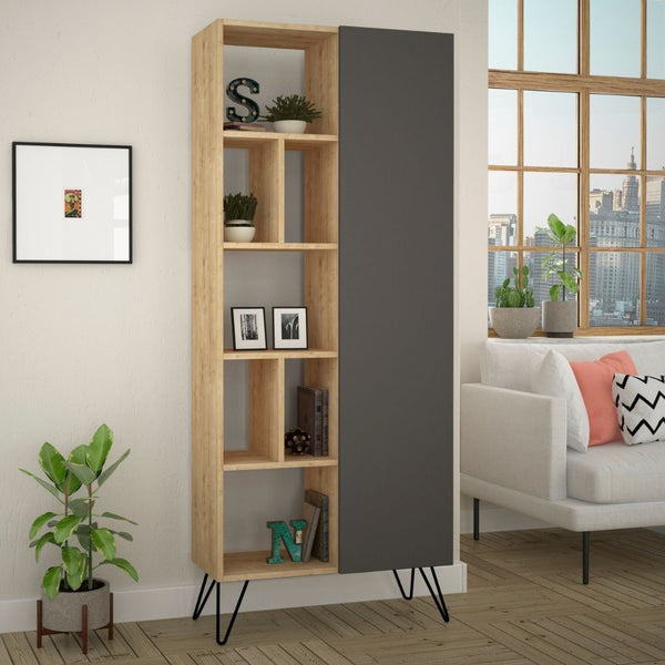 Libreria con Anta 80,6x29,6x191 cm in MDF Jedda Antracite prezzo