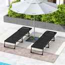 Set 2 Lettini Prendisole 189x58x30 cm con Schienale Reclinabile in Acciaio Nero      