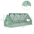 Serra Piccola 240x90x90 cm con 2 Finestrelle Laterali e Finestra Centrale in Acciaio PE e PP Verde  