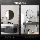 Specchio da Bagno Rotondo Moderno da Parete 70x70 cm con Cornice in Lega di Alluminio Nero