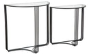 Console Dublino Coppia 81x40,5x82 - 71x35,5x72 cm in Ferro e Vetro Nero