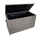 Baule da Esterno 138x70x80 cm in Rattan con Borsa Impermeabile Grigio 