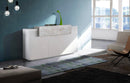 Credenza 3 Ante Battenti + 1 Anta a Ribalta 160x45x85,5 cm Coro Bianco Lucido e Cemento