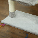 Albero Tiragraffi per Gatti Multilivello con Amaca e Pallina Appesa in Legno e Peluche 50x36x70cm Grigio Chiaro      