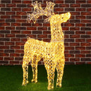 Renna Natalizia Luminosa 3D 90x50x12 cm 200 LED in Cristalli Acrilici e Metallo Bianco Caldo      
