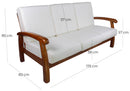 Divano Divanetto 3 Posti in Legno 175x85x83cm Vandi Panna