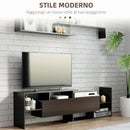 Mobile TV 153,6x25x42 cm con Mensola a Muro Ripiani Aperti e Armadietto in Legno Ingegnerizzato Nero e Marrone Scuro      