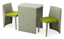 Set Tavolino e 2 Sedie da Giardino in Rattan Kraus Gattuso Grigio