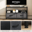 Mobile Porta TV 98x29x56 cm da 47" con Cassetti Pieghevoli in Tessuto e Mensola in Metallo e MDF Nero      