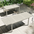 Tavolo da Giardino Allungabile 225x85x75 cm per 6-8 persone in Alluminio con Piano a Doghe Bianco      