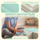 Set di 4 Costruzioni Morbide per Bambini 1-3 Anni 80x80x20 cm in Pelle PU ed EPE Verde Chiaro e Beige      