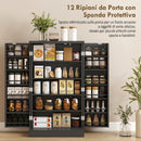 Armadio da Cucina 60x30x104 cm con 5 Ripiani Centrali e 2 Ripiani Laterali a 6 Livelli in MDF Nero      