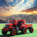 Trattore Elettrico per Bambini 12V con Rimorchio Kidfun Rural Rosso