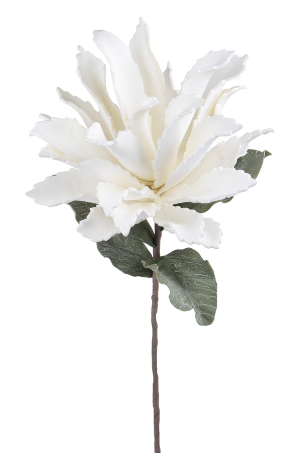 acquista Set 2 fleurs artificielles en mousse de gingembre avec feuilles Hauteur 70 cm Blanc