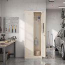 Armadio Porta Attrezzi 60x40x165 cm con Serratura Ante e Ripiani Regolabili Capacità 80 kg in Acciaio Crema      