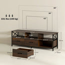 Mobile TV fino 65"" Design Industriale 147x40x50 cm in Legno e Acciaio Marrone e Nero 