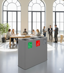 Pattumiera Sistema di Raccolta Rifiuti 90x30xh80 cm In Acciaio Verniciato 3 Scomparti Grigio