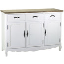Credenza in Legno 3 Ante 3 Cassetti 126x45x88cm Country Bianca