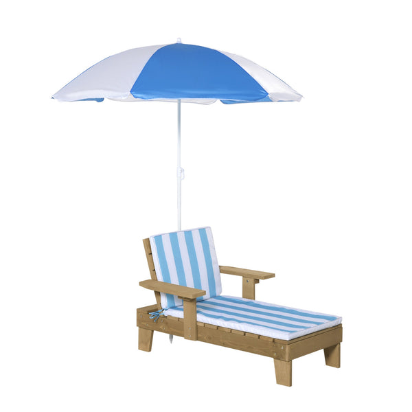 sconto Transat Enfant 90x59x53 cm avec Parasol Bleu et Blanc