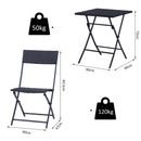 Set Tavolino e 2 Sedie Pieghevoli da Giardino in Rattan Sintetico Nero 