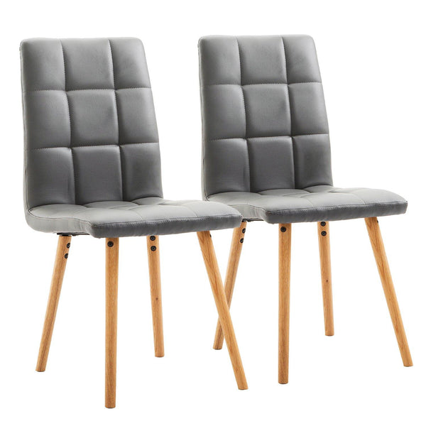 Lot de 2 Chaises Modernes Tapissées en Simili Cuir Gris et Bois 45x56x93 cm sconto