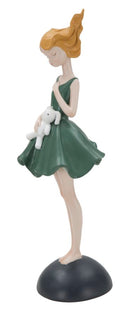 Statuetta Dolly con Coniglietto 11,5x10x33,5 cm in Resina Verde