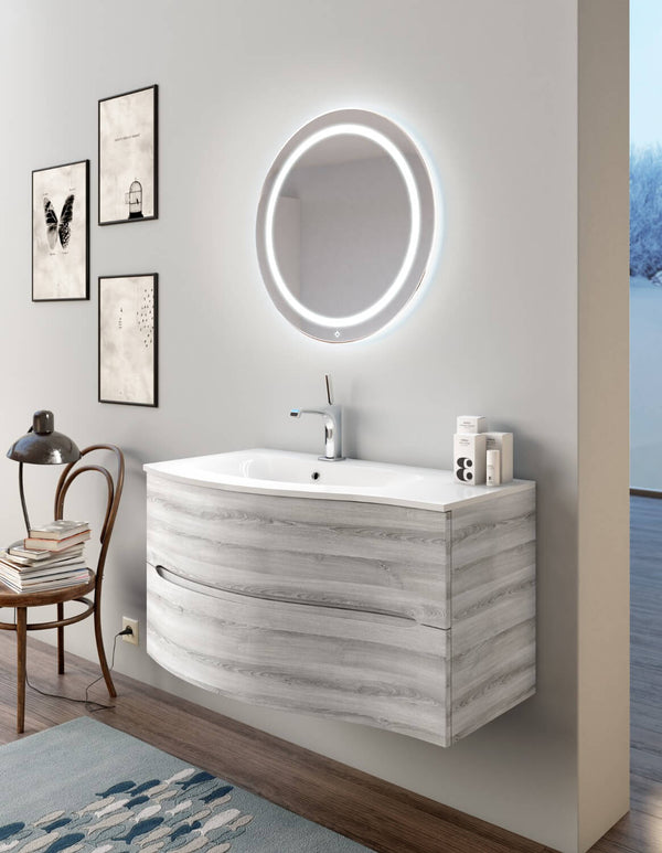 Meuble Salle de Bain Suspendu 91,5cm TFT Swing Gris Blanc 3S prezzo