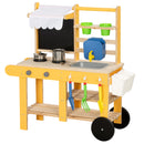 Cucina Giocattolo per Bambini 84,2x34,4x90 cm con 15 Accessori in Legno di Abete e PP Giallo      