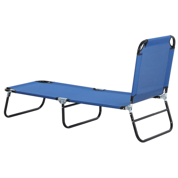 prezzo Lettino da Giardino con Schienale Regolabile in 5 Posizioni 188x56x28 cm in Acciaio e Tessuto Oxford Blu