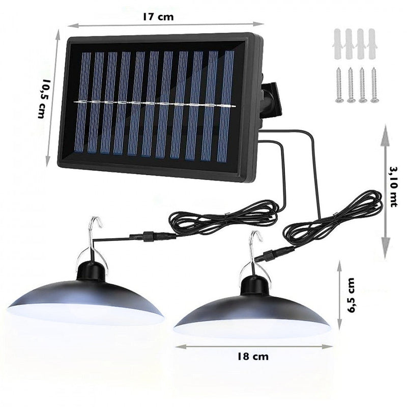 Lampade Solari a Sospensione con Pannello Solare in ABS Bianco e Nero
