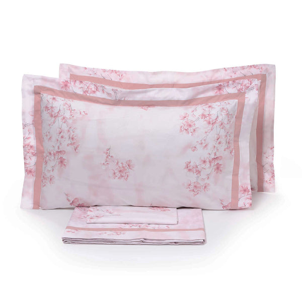 Parure de Draps Double et Taies d'Oreiller en Percale de Coton Garrini Michelle Rose sconto