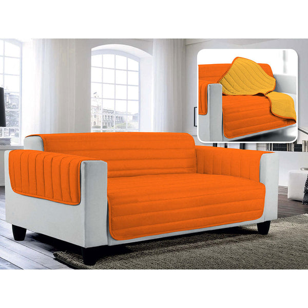 Housse de canapé matelassée en Microfibre Doubleface Orange/Jaune sconto
