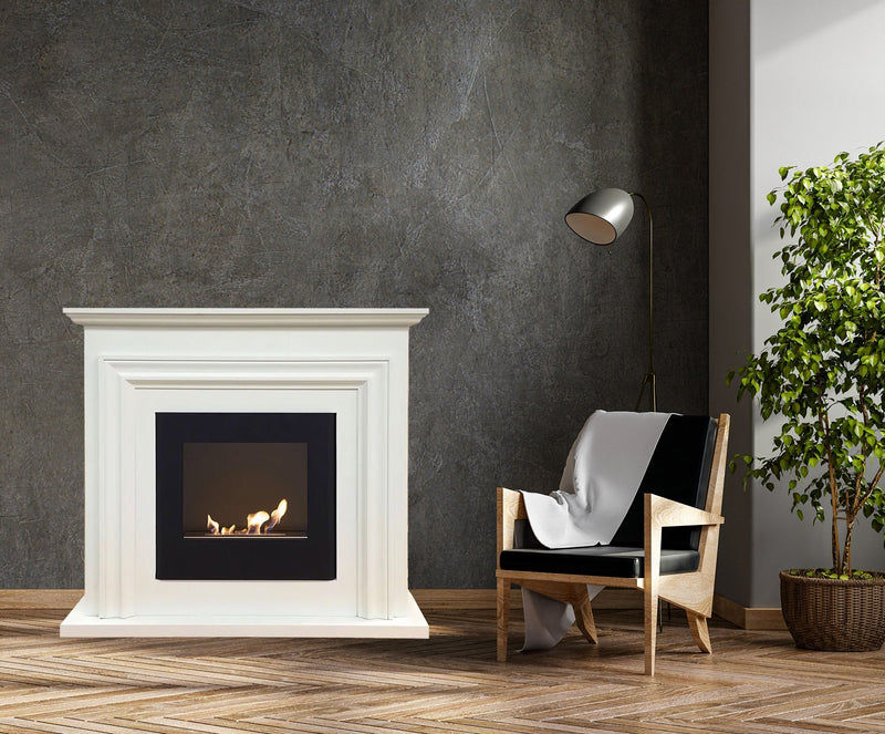 Camino a Bioetanolo da Terra 91x32x86 cm Struttura in Legno Bianco