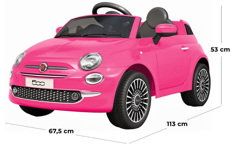 Macchina Elettrica per Bambini 12V con Licenza Fiat 500 Rosa