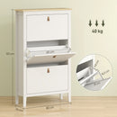 Scarpiera Slim 80x24x131 cm con 3 Cassetti e Ripiani Regolabili per 21 Paia di Scarpe in Pannello di Particelle Bianco      