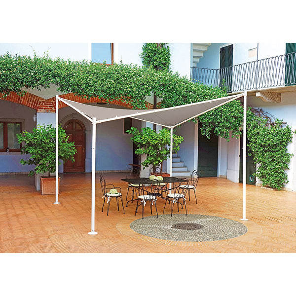 Voile de jardin en fer Gazebo 3,4X3,4m Vorghini Butterfly Blanc et Tortora online