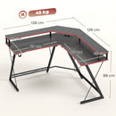 Scrivania da Gaming Angolare 128x128x88 cm con Supporto Monitor Gancio Cuffie e Portabicchieri Nero      