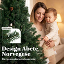 Albero di Natale Artificiale 98x98x180 cm con 888 Rami Ignifughi e Base Pieghevole in Metallo Verde      