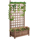 Fioriera da Esterno con Grigliato per Piante Rampicanti 64x28x120 cm in Legno Marrone