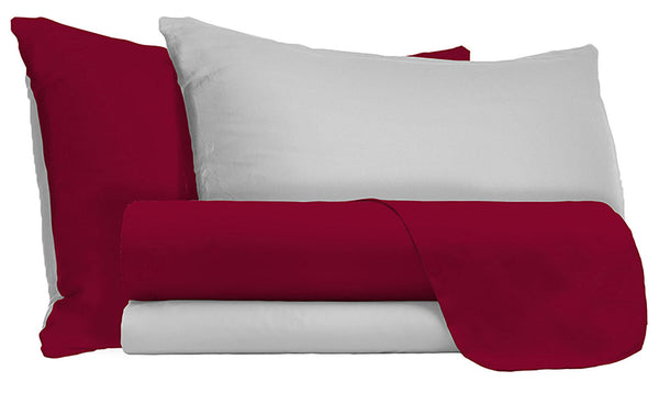 Parure de Draps et Taies d'Oreiller Double Face Bordeaux / Gris Clair Différentes Tailles online