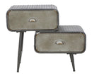 Mobiletto 2 Cassetti Iron School 63x29,5x52,5 cm in Ferro Grigio