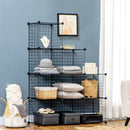 Libreria a 9 Cubi in Rete 35x35x35 cm con Pannelli in Acciaio e Polipropilene Nero